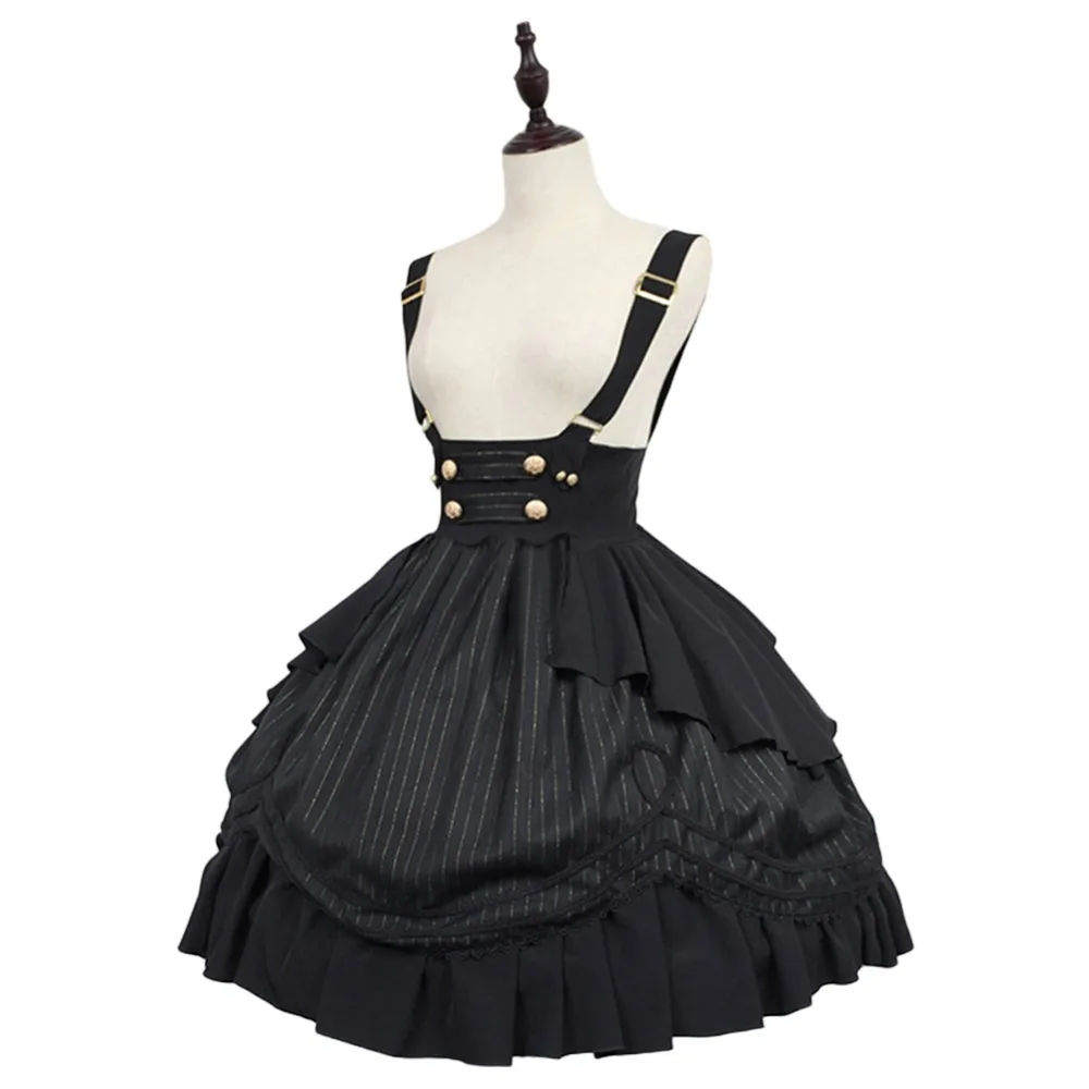 

Black Medieval Renaissance Dress Lolita Maid Sling Cupcake Dress For Girls Costumes