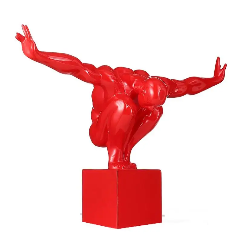 Красный 42 см смоляная скульптура ныряльщика Белый Черный Серебряный человеческое тело художественная Статуя Статуэтка украшение дома аксессуары R440 - Цвет: Красный