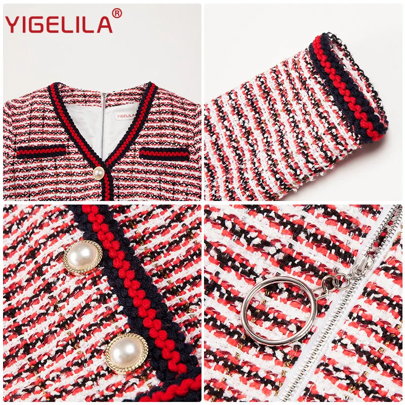 YIGELILA модное женское осеннее платье с V образным вырезом длинным рукавом