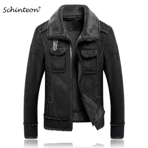 Куртка мужская замшевая с отложным воротником, с карманами, зимняя, теплая, M-5XL