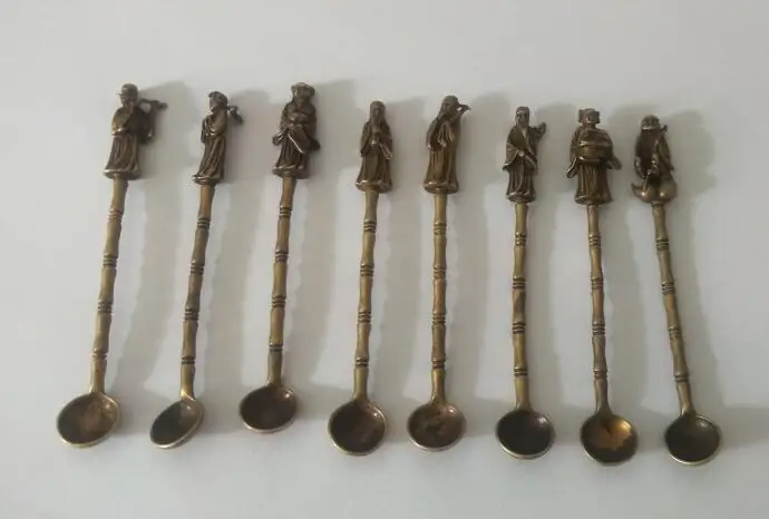 8 шт./компл.! Коллекционные предметы старая тибетская Серебряная резная