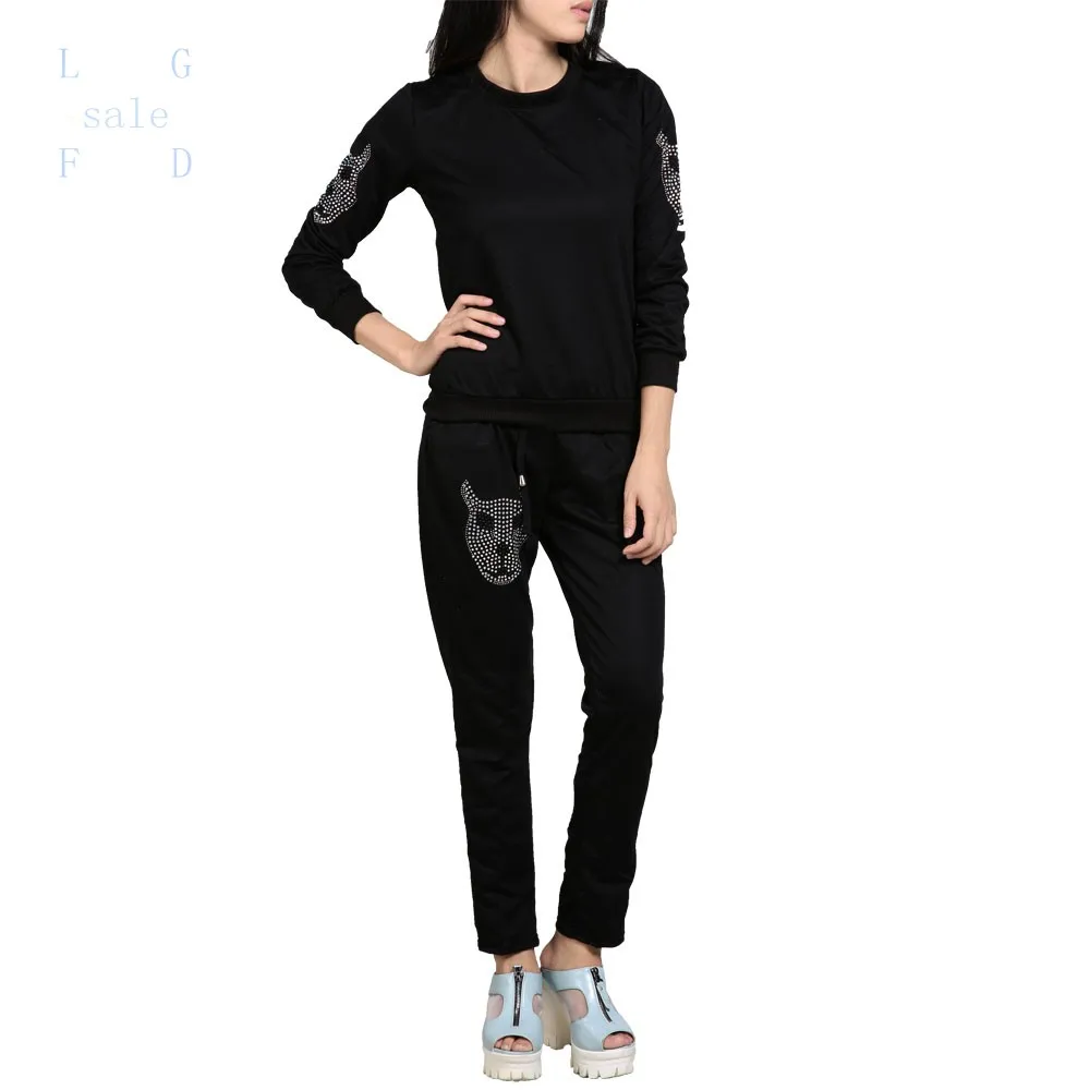 New 2015 fashion 2 piece women tracksuit Hoodies sport Sweatshirts suit sweatshirt+pants colors plus size 51 | Женская одежда