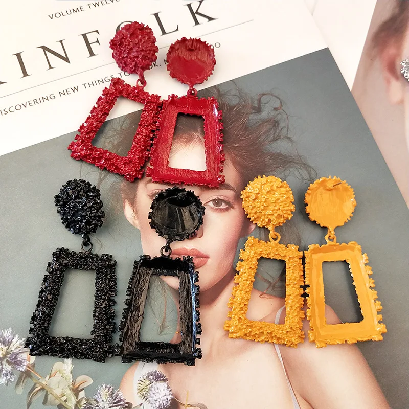 Женские металлические висячие серьги винтажные большие геометрические