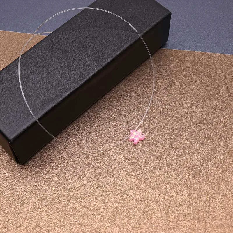Pink Starfish Модное ожерелье-чокер с опалом, прозрачная цепочка, ожерелье с подвеской в виде животного, свиньи, звезды, рыбы, слона, разноцветное женское ювелирное изделие - Окраска металла: Pink Starfish