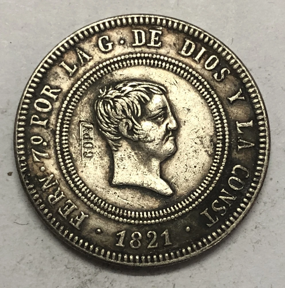 

1821 SMR Испания 10 Reales-Fernando VII копия Посеребренная монета
