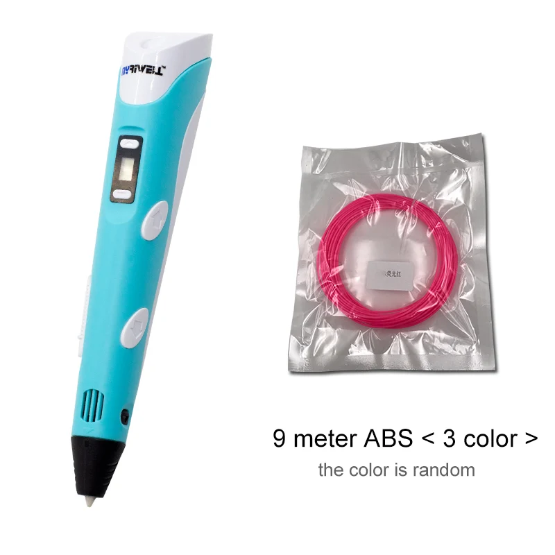 Blue Myriwell 3D Ручка 1,75 мм ABS/PLA DIY 3D ручка для печати светодиодный экран 3D Ручка для рисования 100 м нити креативная игрушка подарок для детей дизайн - Цвет: Blue