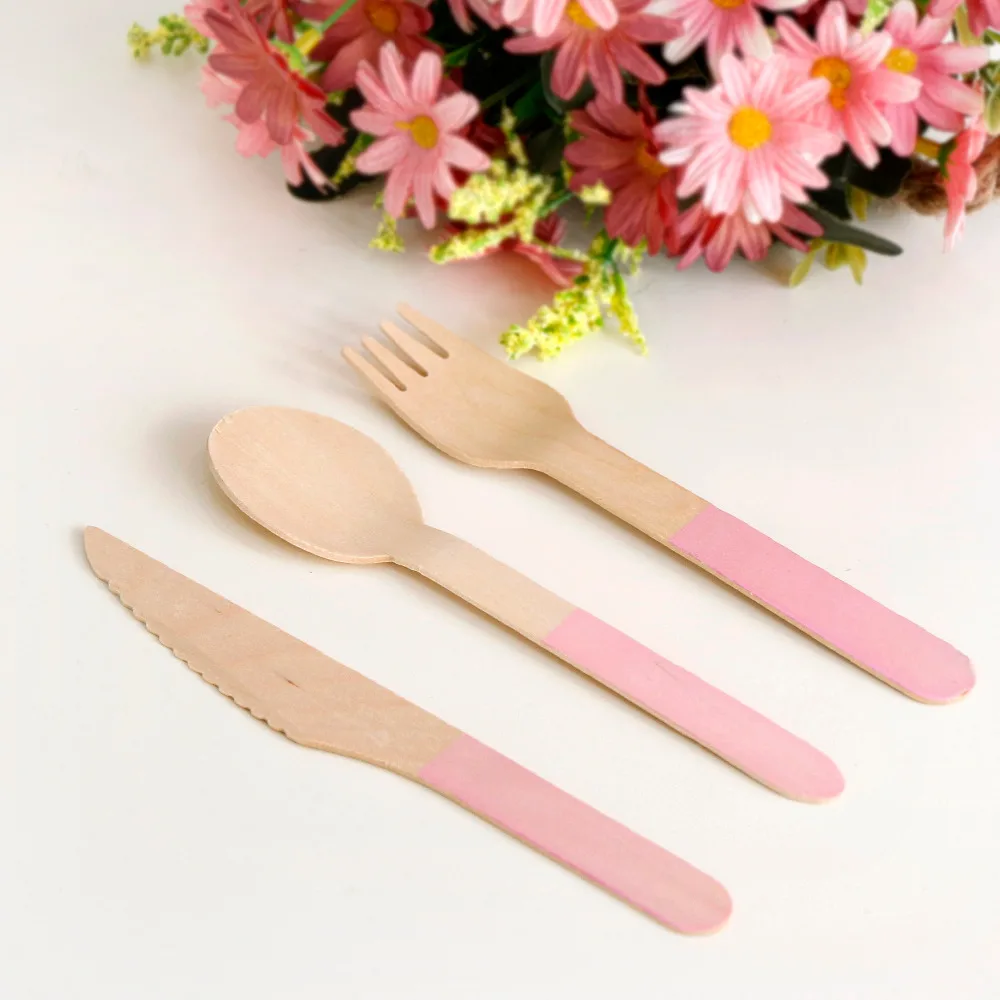 24 шт. одноразовые деревянные ложки для столовых приборов|Одноразовая посуда