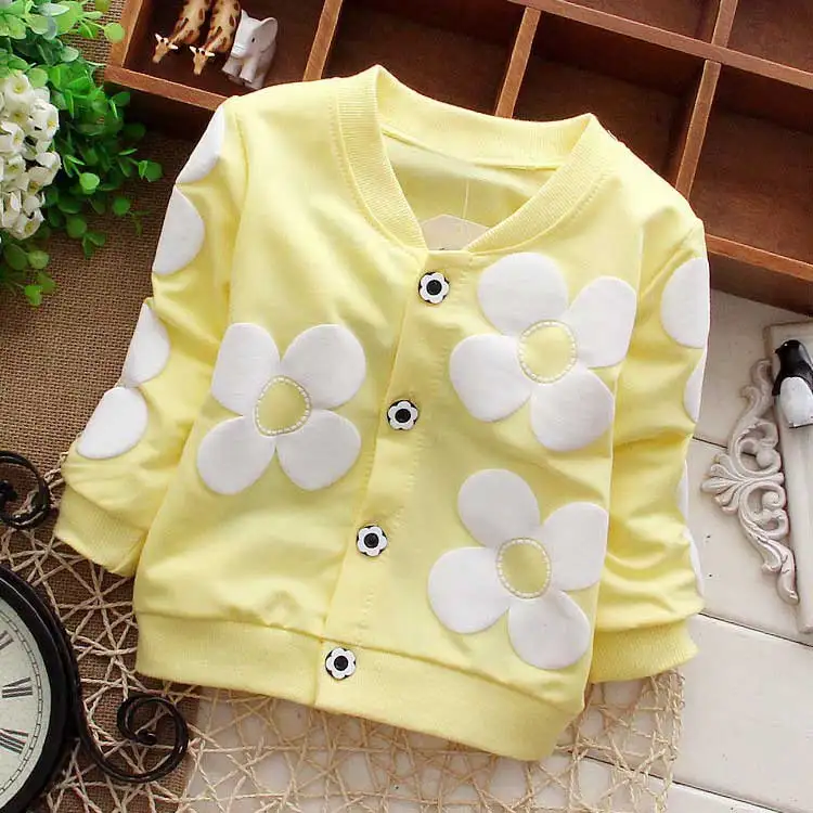 Осенне-весеннее милое цветочное кардиган для маленьких девочек пальто верхняя