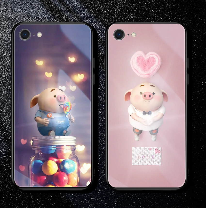 Mofi умный светодиодный светящийся чехол для телефона для Apple iPhone 7 8 Plus чехол s задняя крышка чехол с животными роскошный Силиконовый Модный мультяшный поросенок
