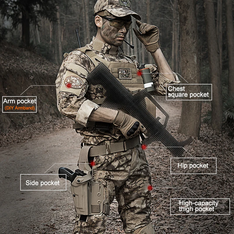 CQB Военная Камуфляжный костюм куртка Для мужчин охота одежда армии США