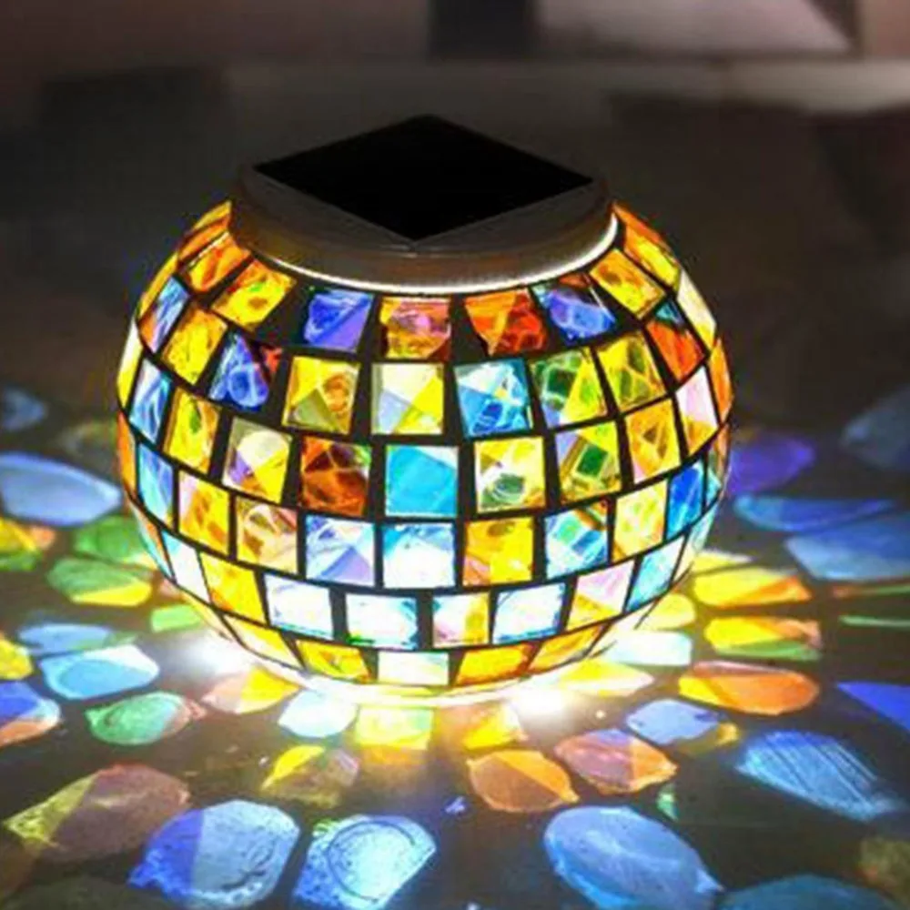1 шт. перезаряжаемый Ночной светильник мозаичное стекло уличный шар на солнечной