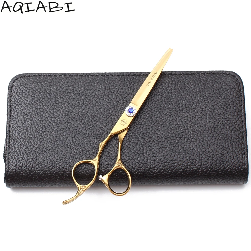A8002 6.0'' Lefty 440C AQIABI Gold Cutting Shears Thinning Scissors Hairdressing Professional Hair Haircut Set | Красота и