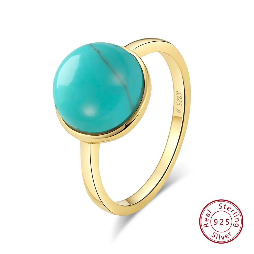 Turquoise ORSA JEWELS роскошные 925 пробы серебряные женские кольца с натуральным камнем кольцо на годовщину модное женское ювелирное изделие ASR69 - Цвет камня: Turquoise