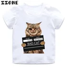 Детская забавная футболка с рисунком плохой кошки, летняя одежда с коротким рукавом для мальчиков и девочек, Повседневная футболка с милым рисунком животных, HKP2206