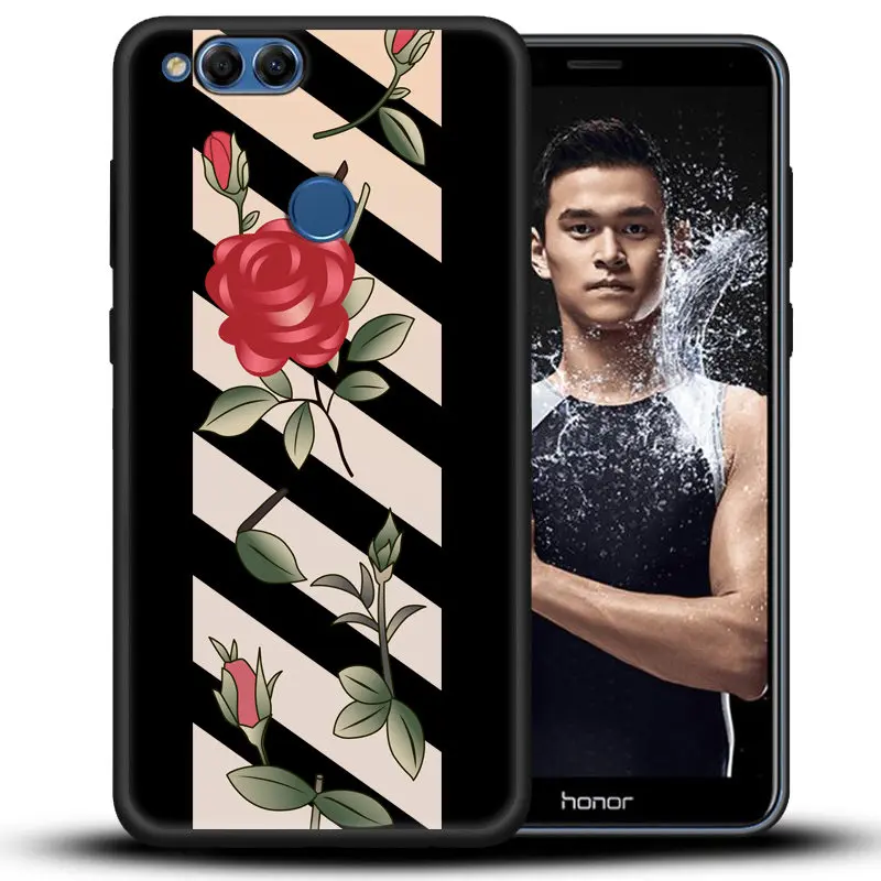 Мягкий ТПУ чехол для Huawei Honor 7X полностью защитный силиконовый черный телефона Fundas