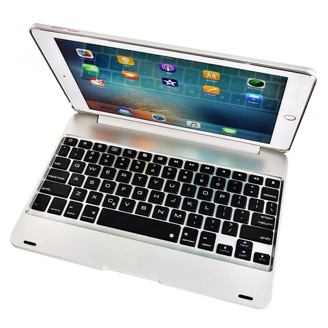 silver Беспроводная Bluetooth клавиатура для нового ipad 9,7 для ipad Air Folio style Stand Защитная+ пленка модная раскладушка ABS чехол для планшета - Цвет: silver