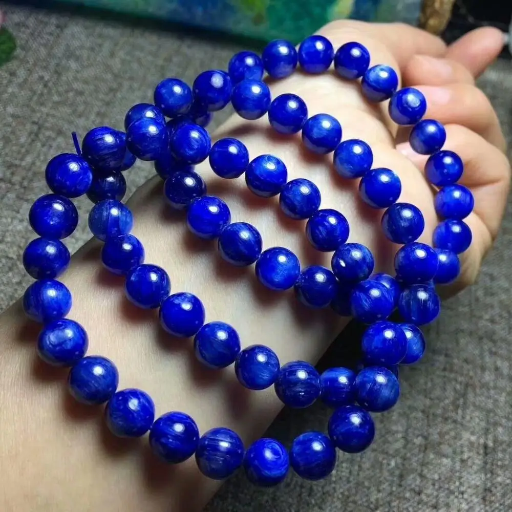 

Natural Blue Quartz Crystal Bracelet Gemstone 8.5-8mm AAA Free Shipping