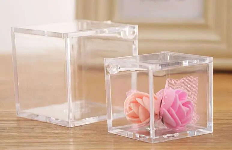 200pcs Food Grade Clear Plastic Square Box Candy Flip Transparent Gift Packing Case Wedding Favor Souvenirs SL4001 | Дом и сад