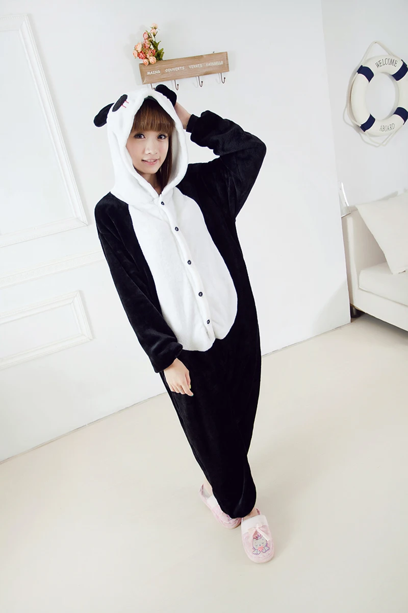 Ползунки панда Пижама для взрослых унисекс Фланелевая пижама Пижамный