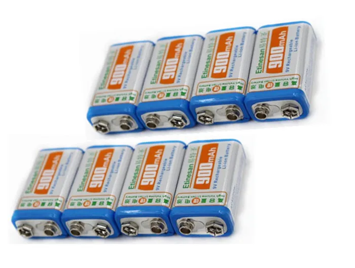 8 шт./лот супер большой литий ионный перезаряжаемый аккумулятор 9 в 900 мАч В