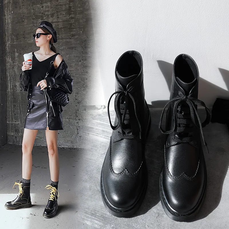 INS/Лидер продаж Женские ботильоны из натуральной кожи Размеры 34 39 Мотоциклетные