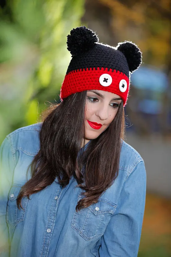 BomHCS женская зимняя теплая шапка ручной работы с кошачьими ушками вязаная подарок