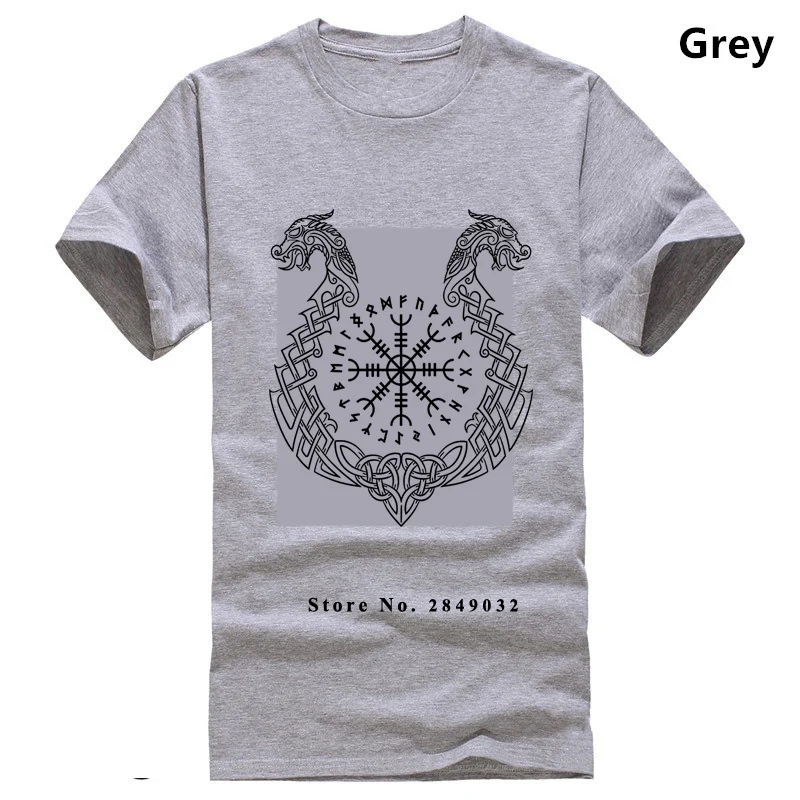 Viking Helm of Awe, футболка,, одежда, забавная одежда, повседневные футболки с коротким рукавом, средний возраст, топ, футболка - Цвет: Серый