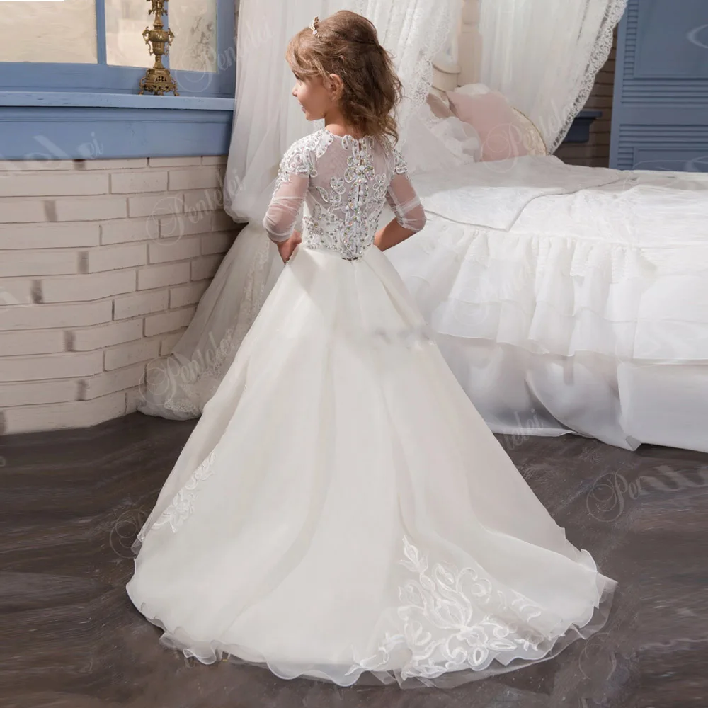 Элегантный Половина рукава кружевное платье с цветочным рисунком платья для