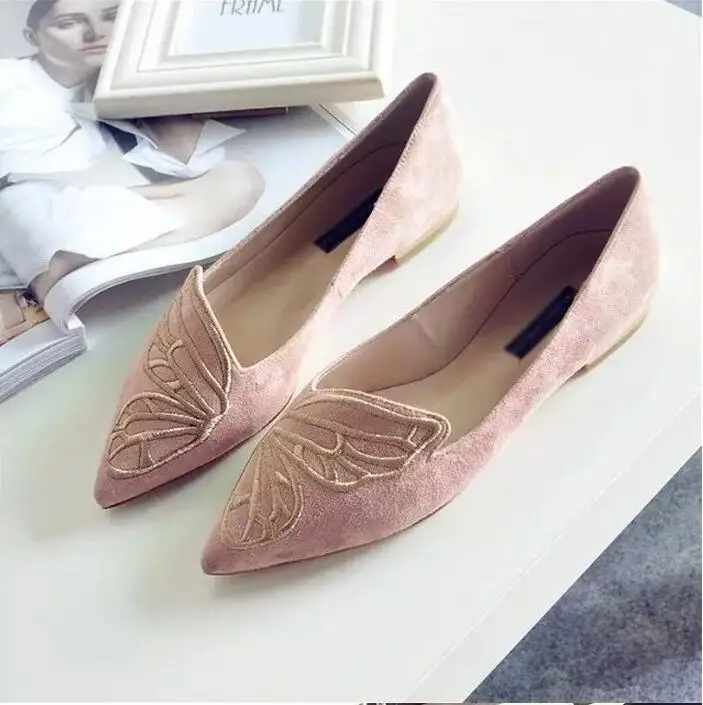 Мода женщины плоские обувь указал носок обуви женщина туфли замша оксфорд черный