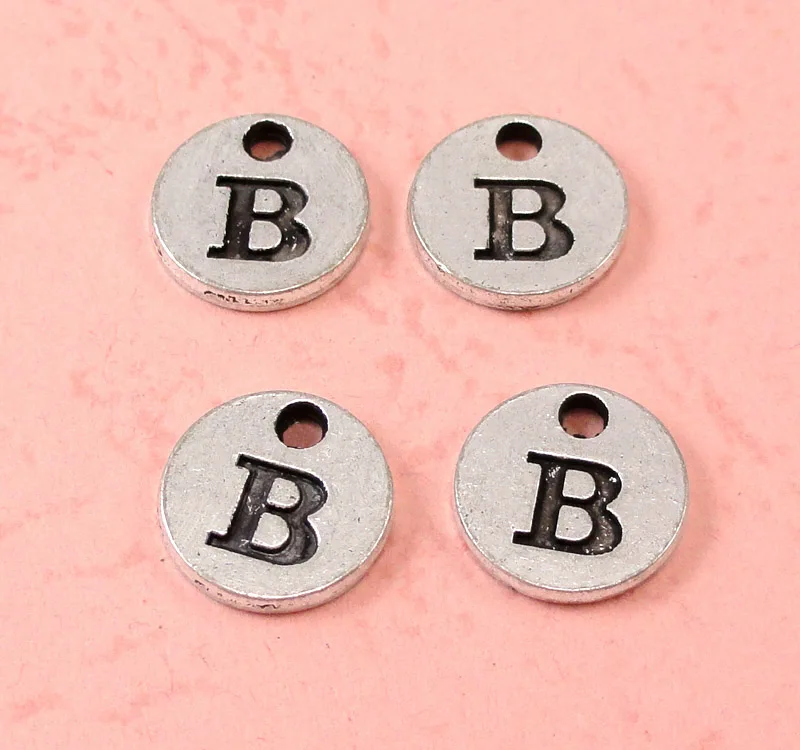 50 шт. подвеска в античном тибетском стиле 10 мм|charm pendant|silver alphabetletter b charms |
