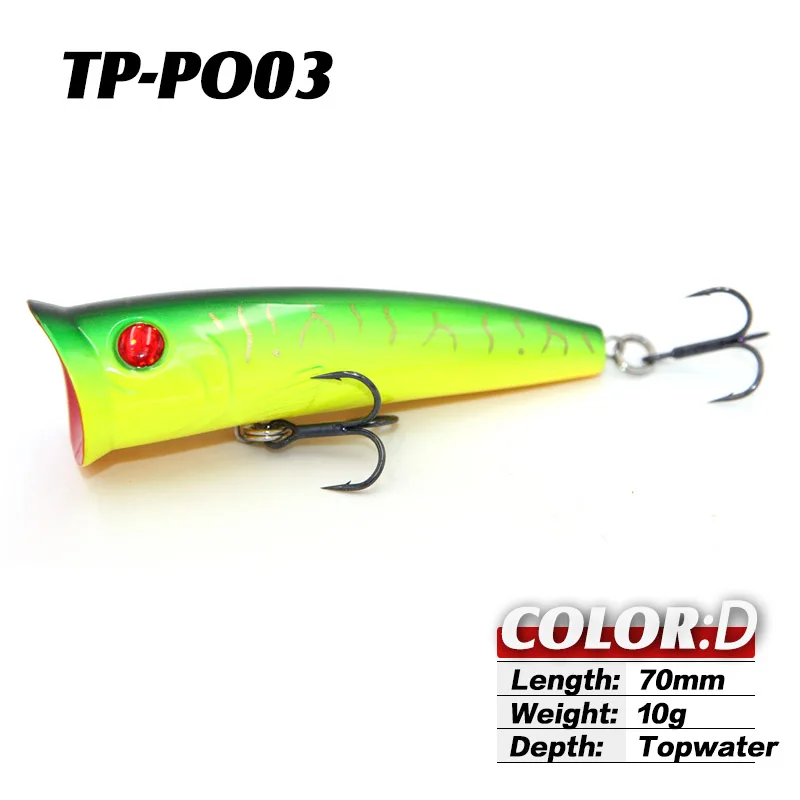 D TacklePRO PO03 популярная модель Topwater Товары для рыбалки приманки 70 мм 10 г жесткая приманка плавающая морская приманка для ловли карпа крючок mustad swim - Цвет: D