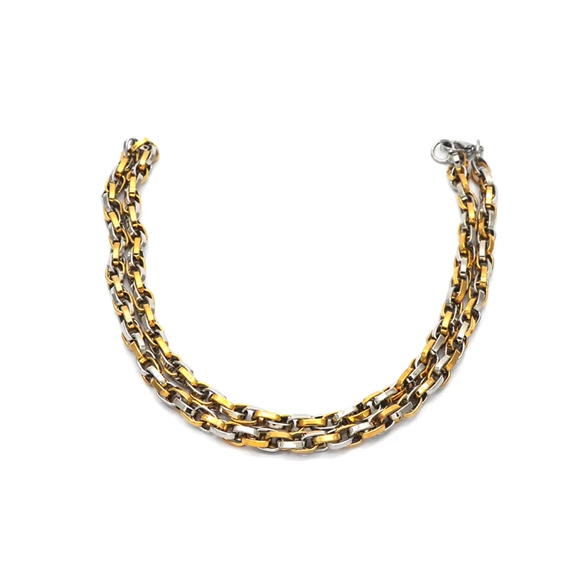 Ожерелье из нержавеющей стали для женщин и мужчин оптом серебро с золотом