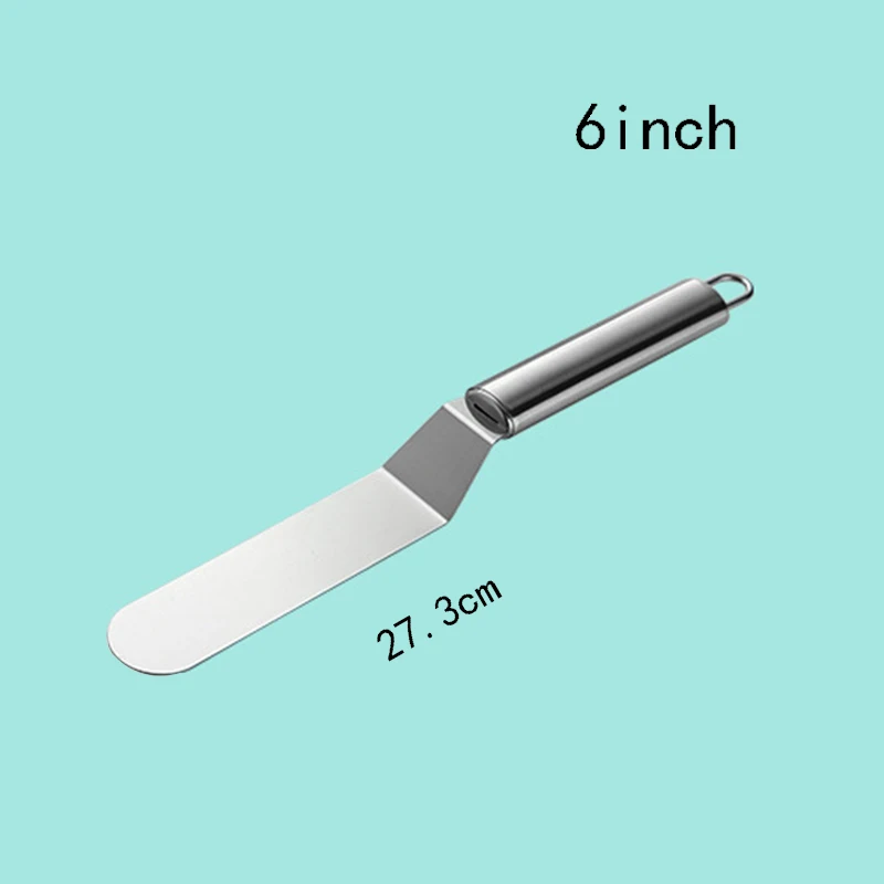 6 ''8'' 10 ''нержавеющая сталь прямые изогнутые Висячие лопатки для торта крем скребок нож для выпечки Кондитерские инструменты кухонные гаджеты - Цвет: Curved 6inch