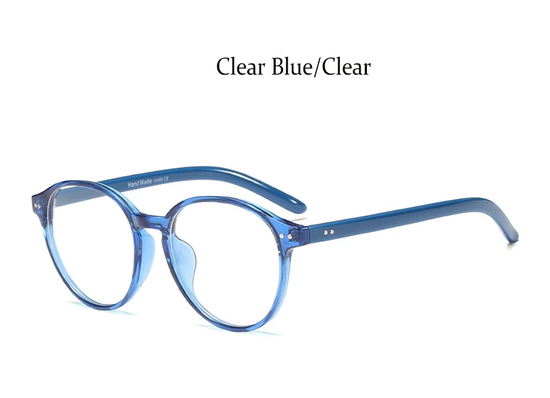 Clear Blue Clear Круглые очки, прозрачные женские очки, Ретро стиль, прозрачные компьютерные поддельные очки, оправа для очков, оправа для женщин - Цвет оправы: Clear Blue Clear