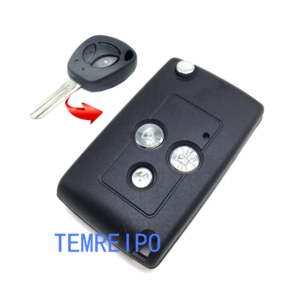 

Modified Flip Remote Car Key Case Shell For LADA Priora Niva Vaz Granta Samara 2108 Xray Sedan 3 Button Uncut Blade Fob