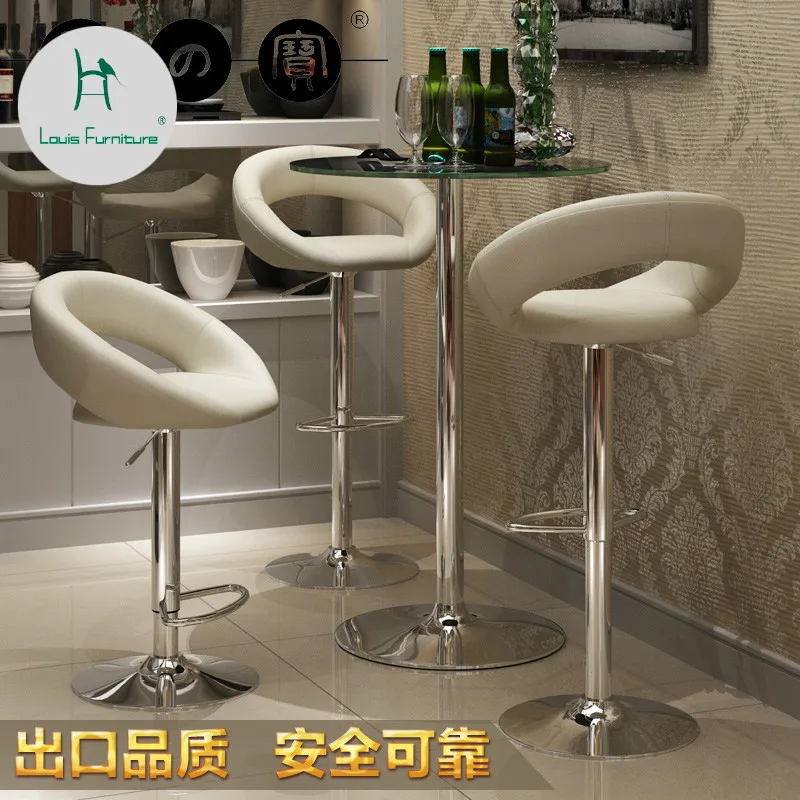 

Louis Fashion Bar Chairs Simple Lifting Modern Stainless Steel Footrest Backrest