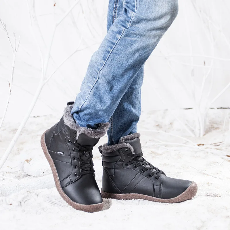 

Winter Shoes Men Male Rubber Snow Boot Men Leather Ankle Boots For Men Fur Men Boots Casual Safety Work Fashion Shoes 863
