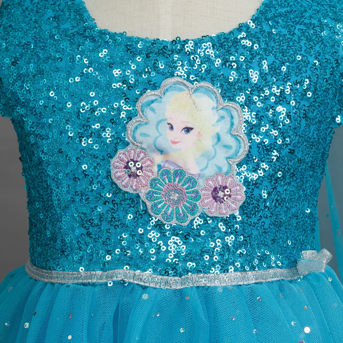Summer Cap Sleeve Party Mesh Cape Dress Children 2 3 4 5 6 7 8 9 Years Baby Girl Tulle Sequin Dresses Kids Clothes Cotton Lining | Детская