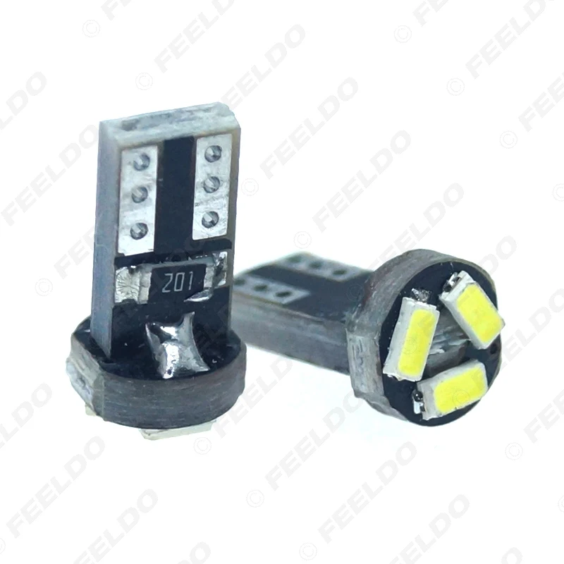 FEELDO 50 шт. белая Автомобильная T5 0 5 Вт 6000K 3SMD 1210/3528 CANBUS без ошибок светодиодный ная