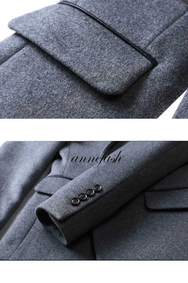 На заказ мужские серые шерстяное кашемировое пальто Slim fit Повседневная Обычная Куртка