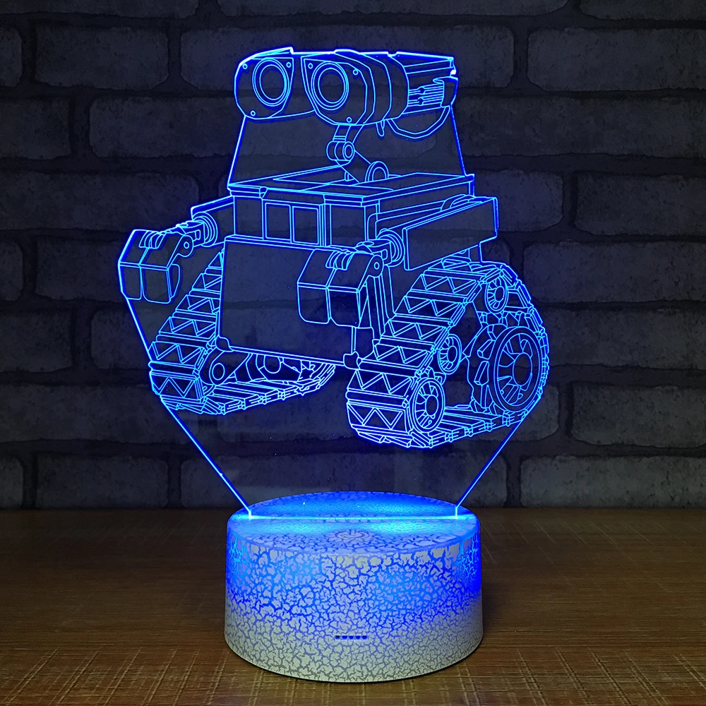 Робот tank3D ночник креативная Иллюзия 3d лампа LED 7 цветов меняющая Настольная для