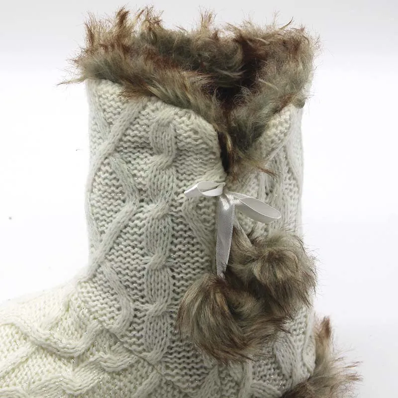 Теплые домашние тапочки Mntrerm для женщин вязаные плюшевые коралловые с имитацией