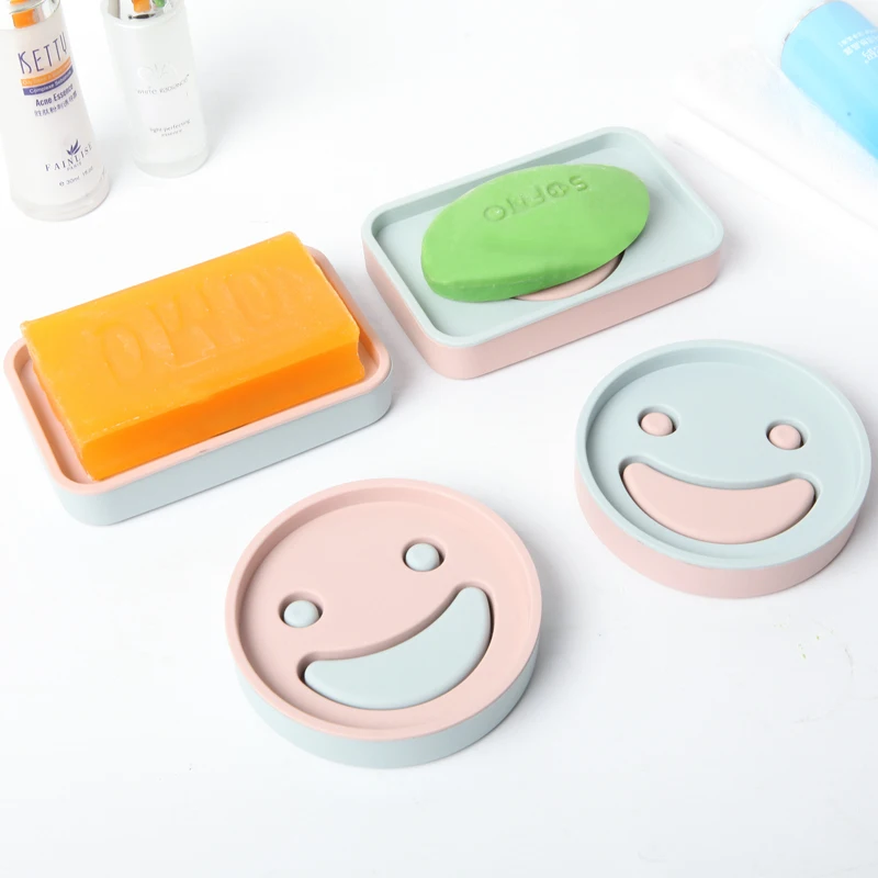 

Cartoon smiling face double layers fashion Soap Box Bathroom Accessories