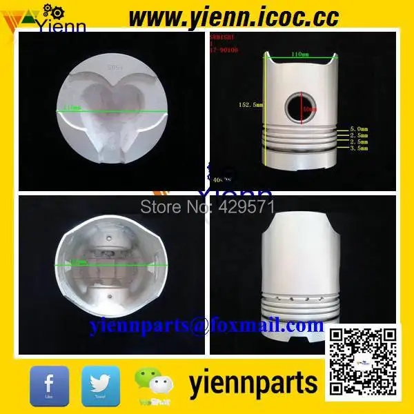Для Mitsubishi 6DB1 6DB10 комплект поршней 30017 90100 70102 для грузовика T416 486 Bus B820J MR520 MAR410
