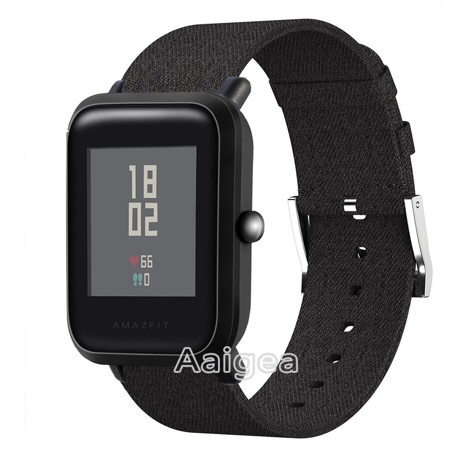 Черный Тканый тканевый ремешок для часов для Xiaomi Huami Amazfit Bip BIT PACE Lite, Молодежные часы, сменный нейлоновый ремешок на запястье 20 мм, ремешок - Цвет: Черный