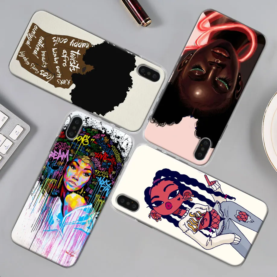 Черная девочка меланин Poppin queen чехол для телефона для Apple iPhone X XR 7 8 Plus 6 6s Plus XS MAX 11 Pro Max SE чехол для телефона Coque