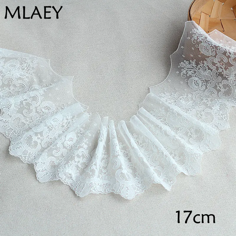 MLAEY 2y/lot изысканной вышивкой кружевной отделкой белый ткани качество кружева
