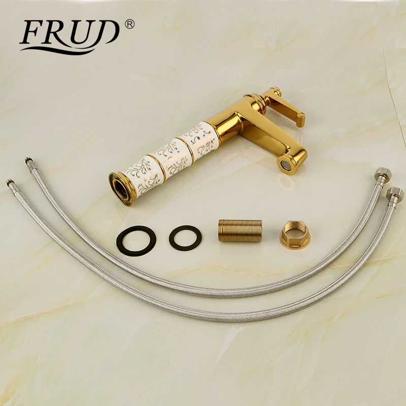 FRUD 1 комплект золотой новый кран для ванной комнаты Смеситель холодной и горячей