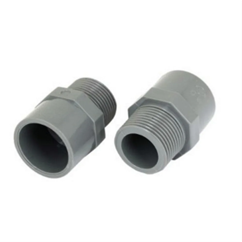 

2 Pcs 3/4" PT Male Thread PVC Straight Pipe Tube Adapter Connectors Gray
