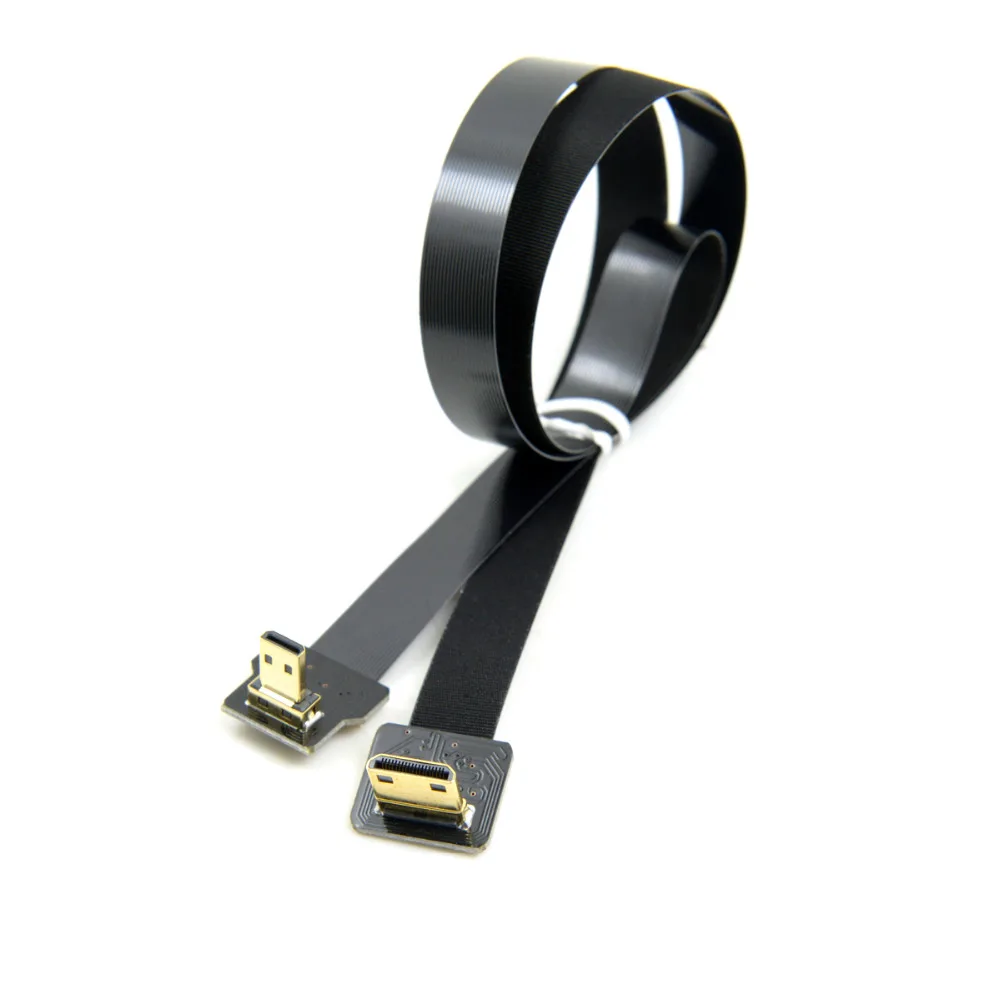 

Chenyang 50cm 90 Degree Down Angled FPV Micro HDMI-compatible Male to Mini HDMI-compatible FPC Flat Cable for GOPRO Aerial